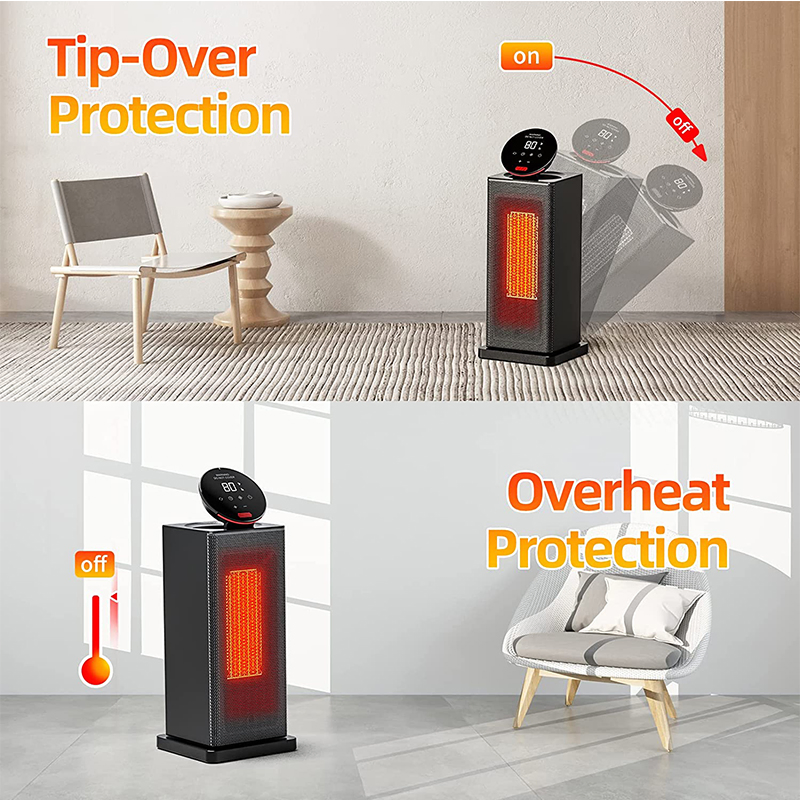 Portable Easy Use 1500W Electric Heater Fan Black 90 Degrees Rotating Degree Use in Multiple Scenarios