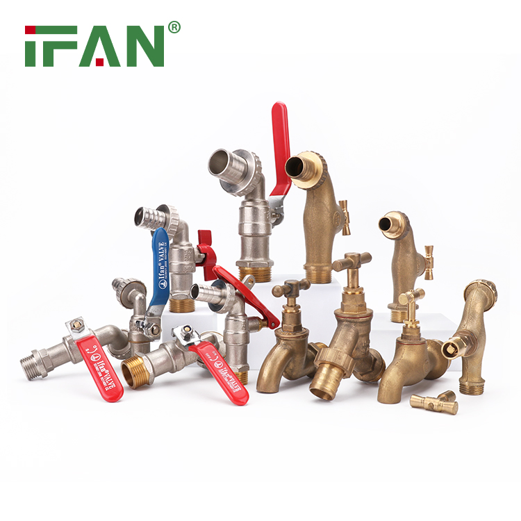Ifan Plastic Brass Female Male Threaded Brass Bibcock Tap Ball Valve Fittings CPVC UPVC HDPE Pph Pex Push PPR PVC Pipe Fitting for Water Gas Irrigation
