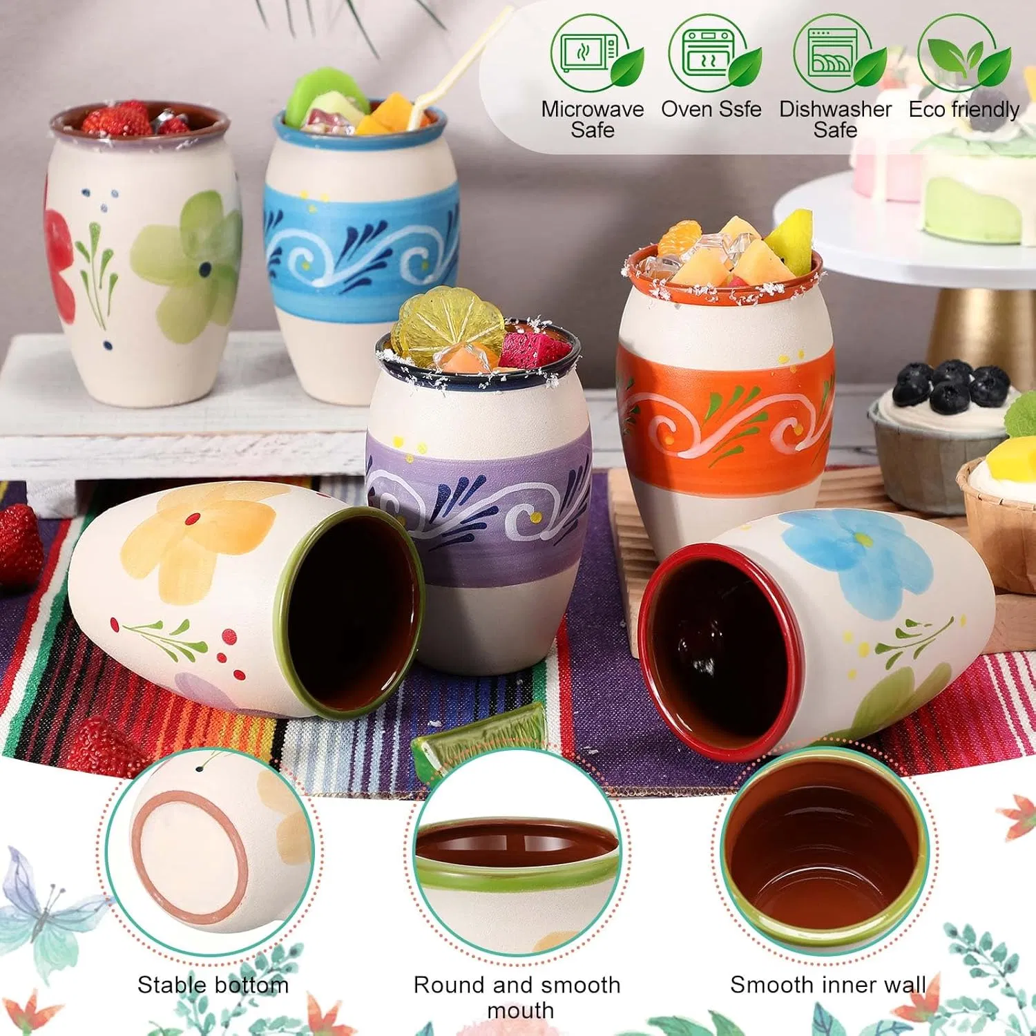 Customized Cocktail Glasses Hand Painted Terracotta Cantaritos De Barro Mexicanos Mexican Clay Mug