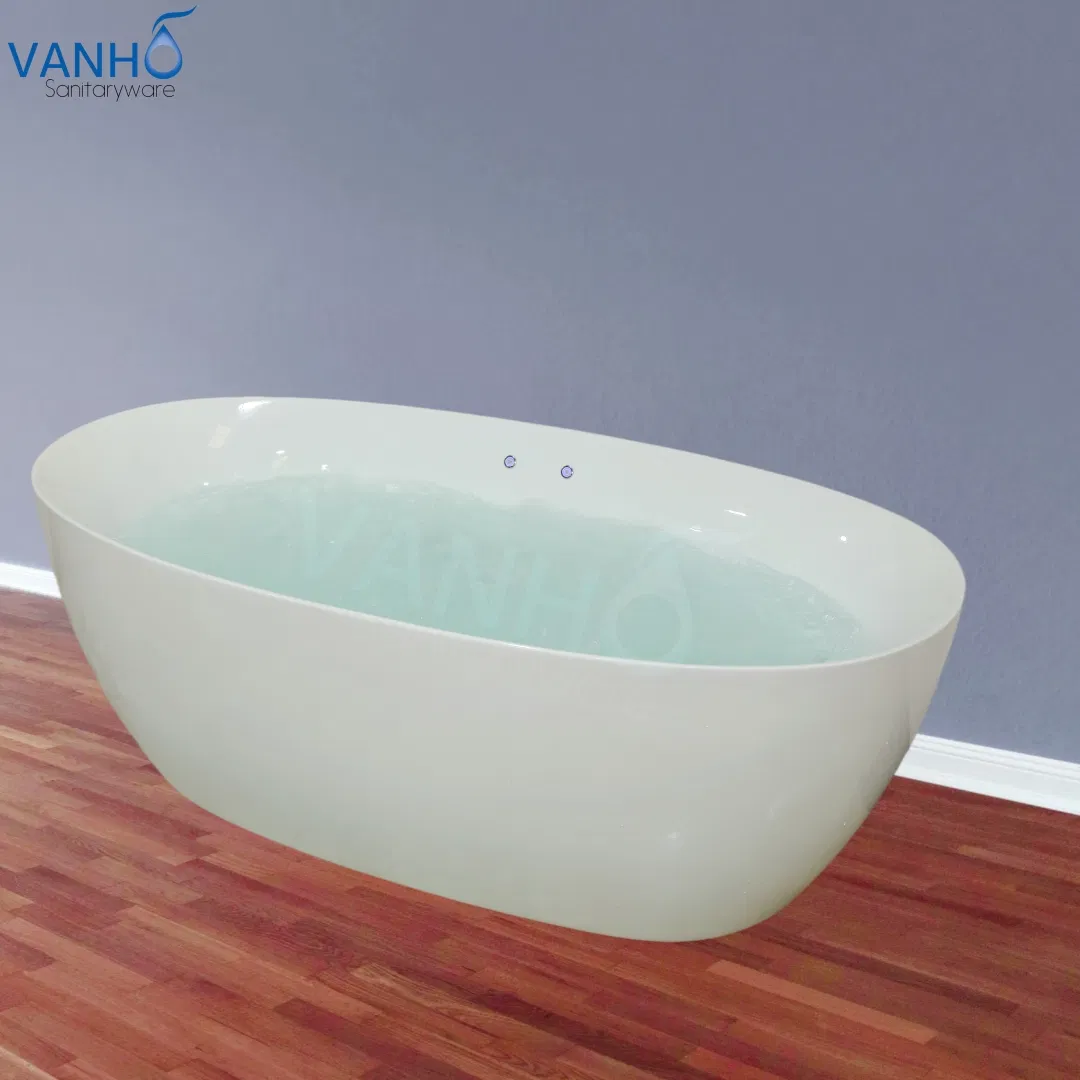 Modern Style Water Massage, LED Bubble Light, Acrylic Freestanding Massage Bathtub