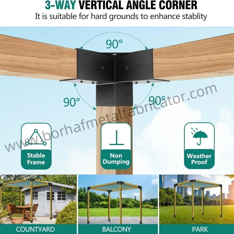 3-Way Right Angle Corner Bracket 4X4 Pergola Brackets Base Kit