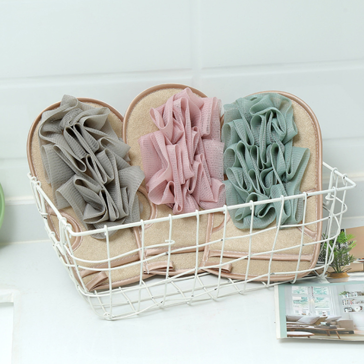 Double Use Bath Sponge Shower Scrub Bath Glove with PE Shower Flower Exfoliator Scrubber