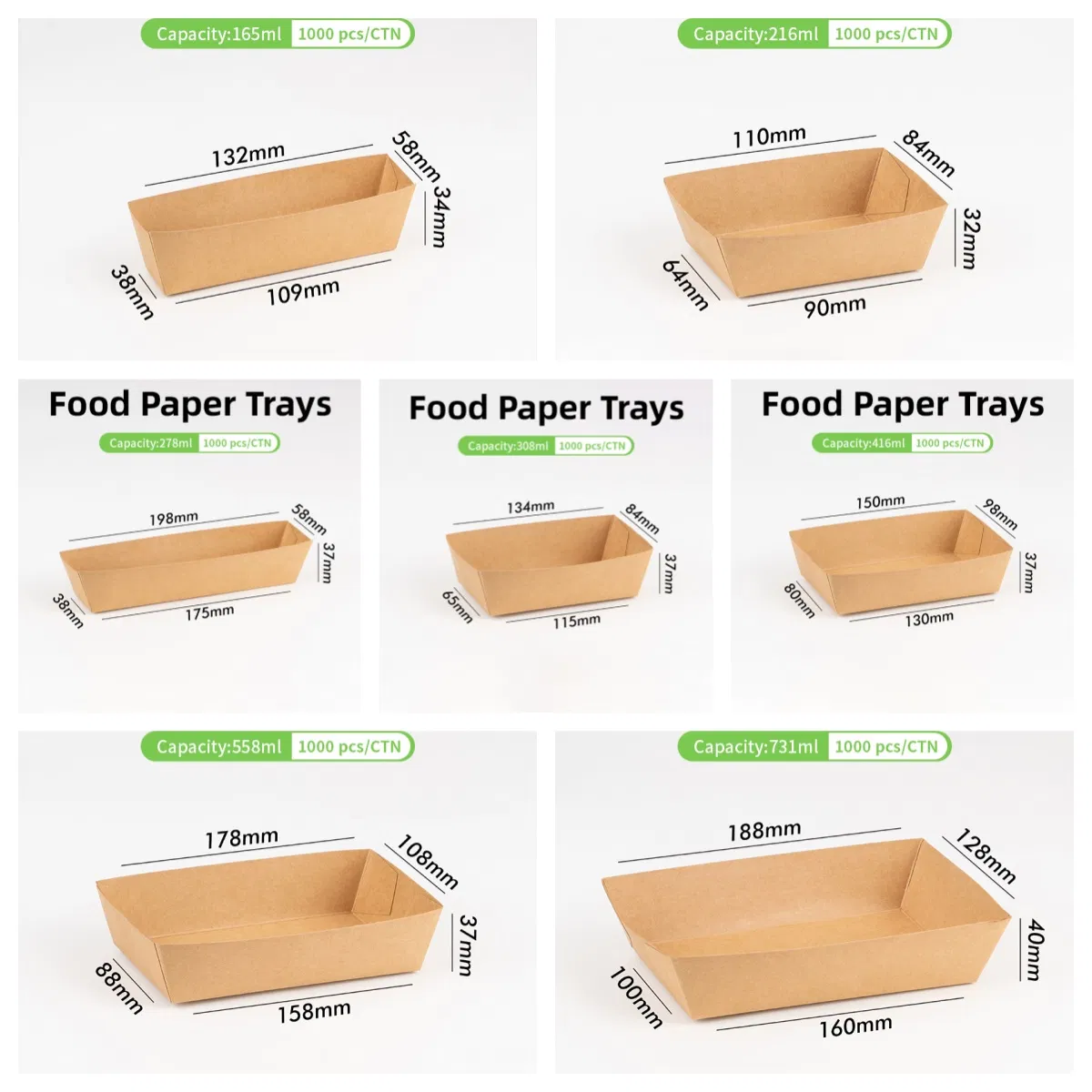 Custom Logo Printing Rectangular Returnable Disposable 5 Compartment Brown Kraft Paper Packaging Food Lunch Box