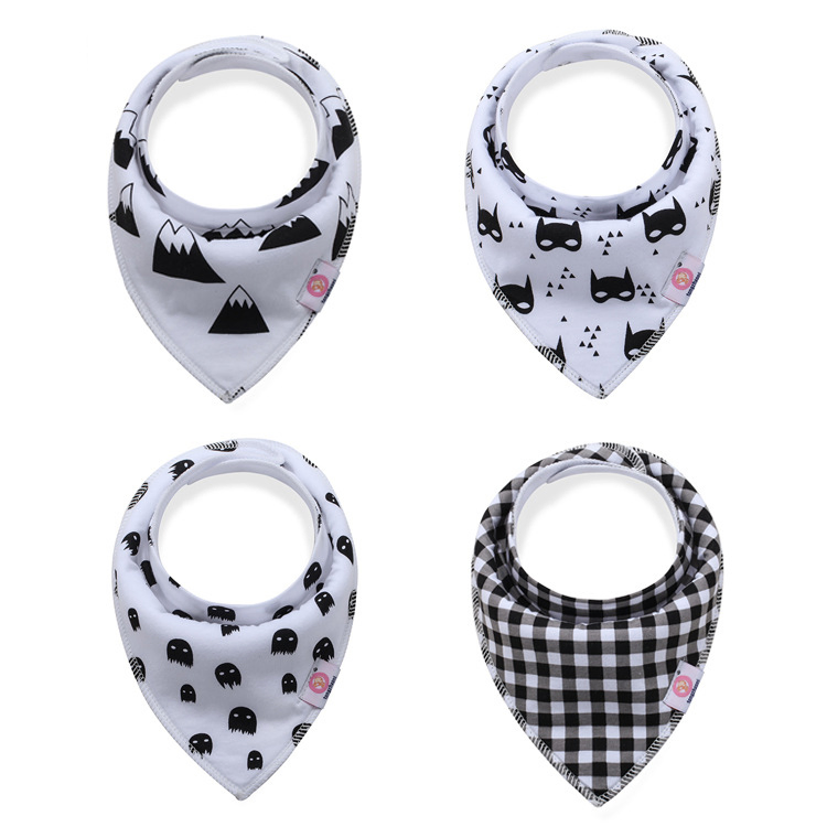 Baby Boy Girl OEM White Black Teething Drooling Baby Bandana Drool Bib