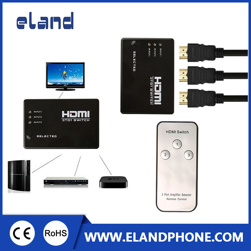 HDMI-коммутатор 3 входа, 1 выход, алюминиевый, с пультом