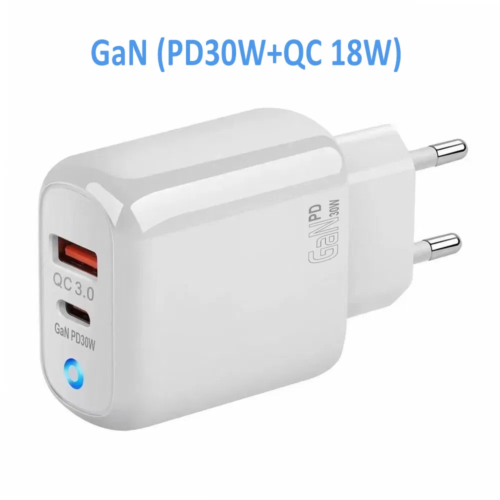 Быстрая зарядка GaN 30W для iPhone и Samsung