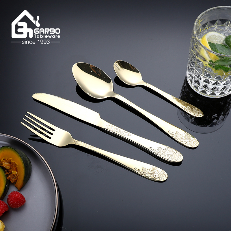 Hot Selling Plating Stainless Steel Dinner Knife with Engraved Handle