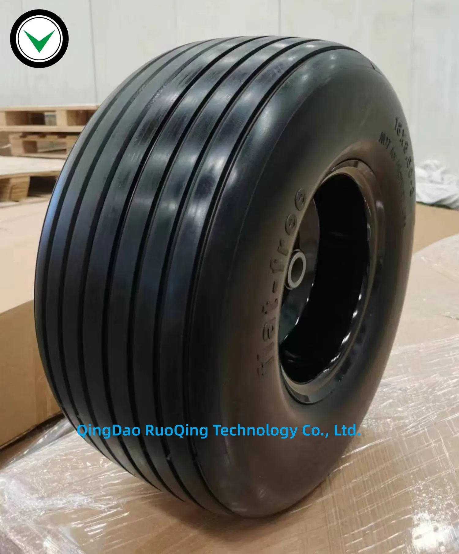 18*8.50-8 Factory PU Flat Free Wheel with Steel Rim with Reach of Straight Rib PU