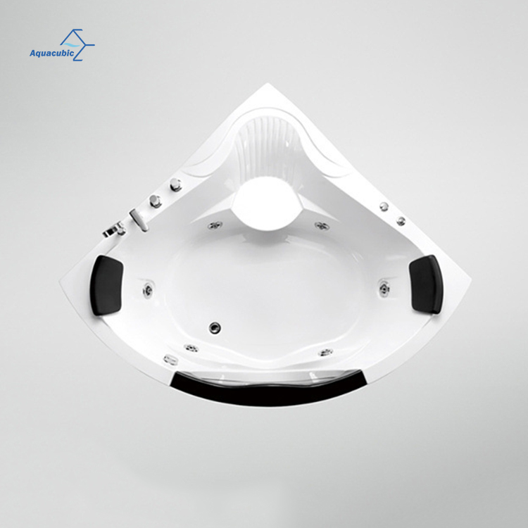 Luxury Freestanding Soaking Corner Shower Bathtub with Seat Jet Whirlpool Bathtub