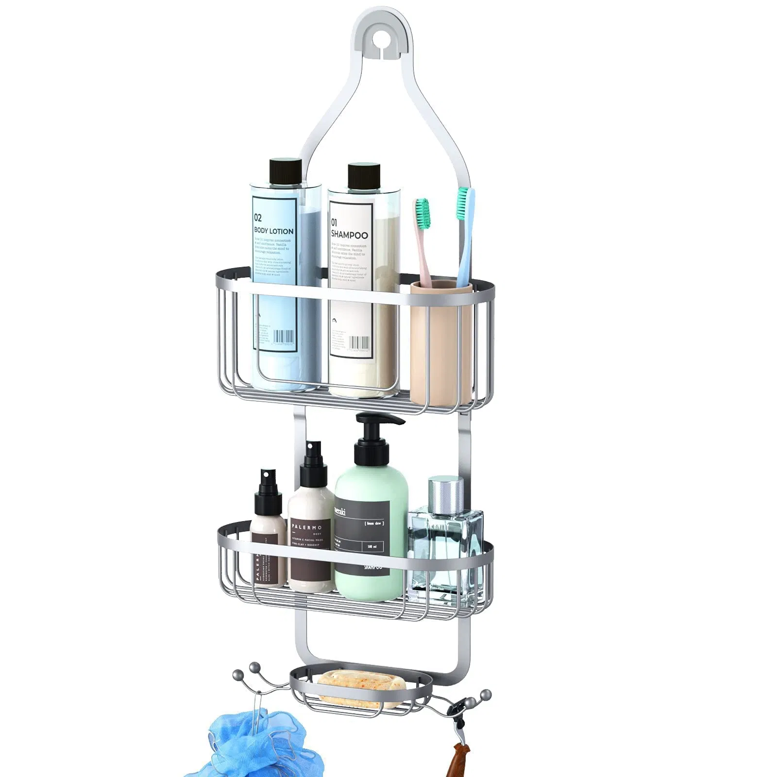 Bathroom Hanging Shower Organizer Over Head Caddy Shower Storage Bathtub Rack