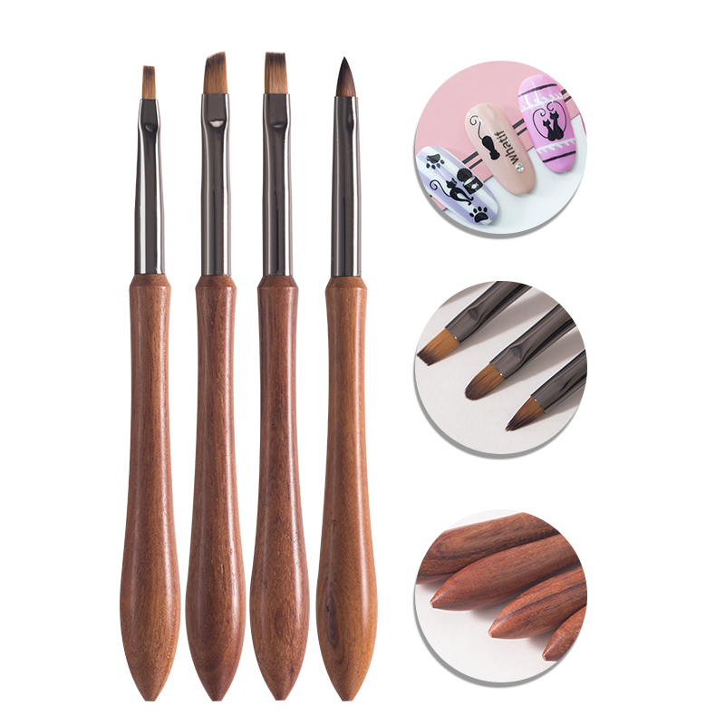 Guyo Wooden Handle 100% Kolinsky Nail Art Brush Set