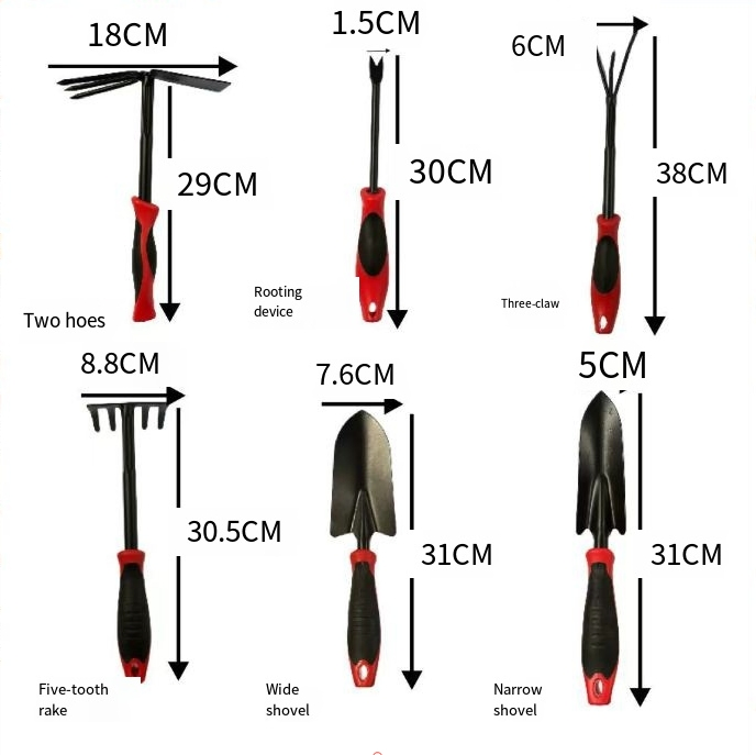 Black 6 PC Indoor Outdoor Garden Planting Transforming Garden Tool Set