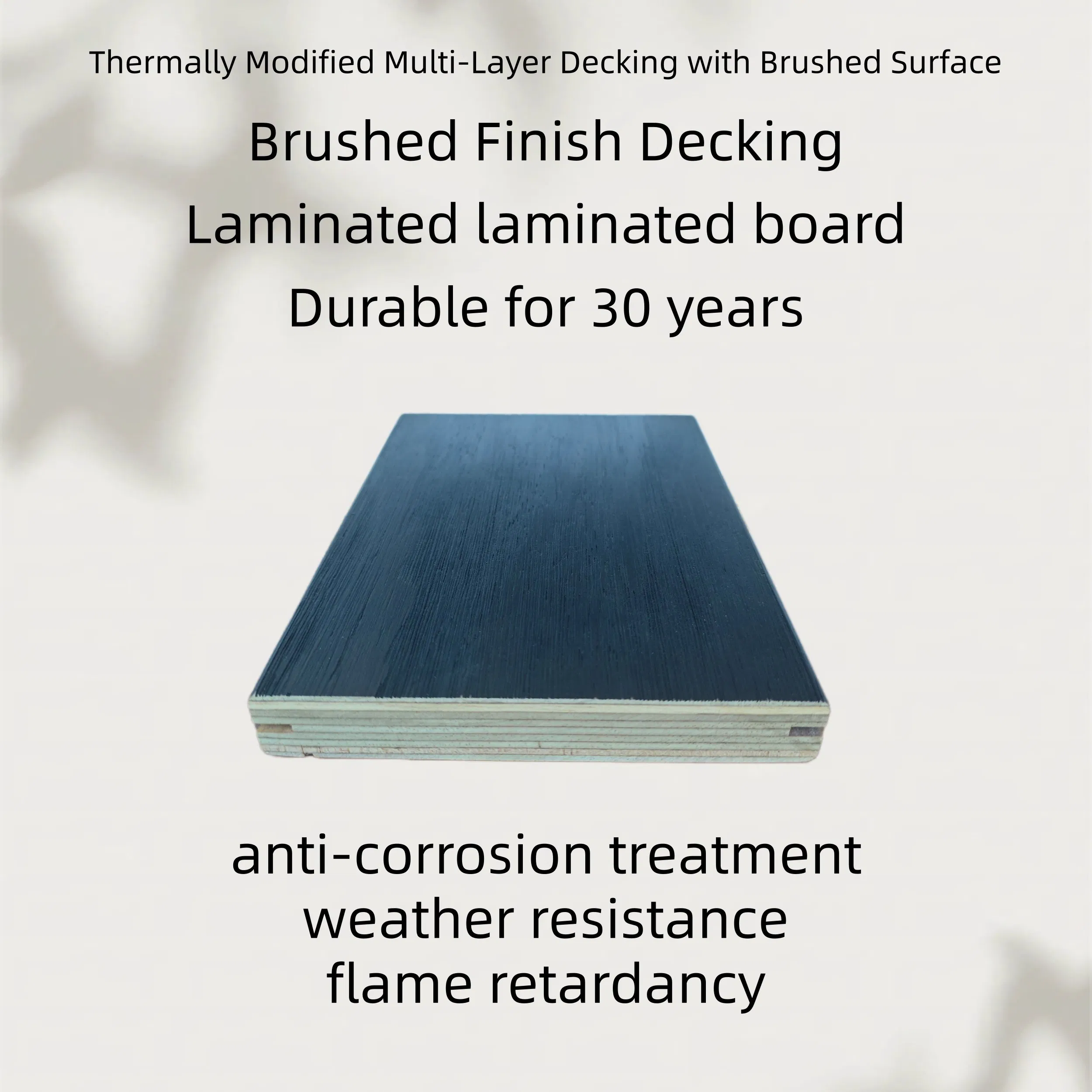 Thermally Modified Multi-Layer Decking with Brushed Surface
