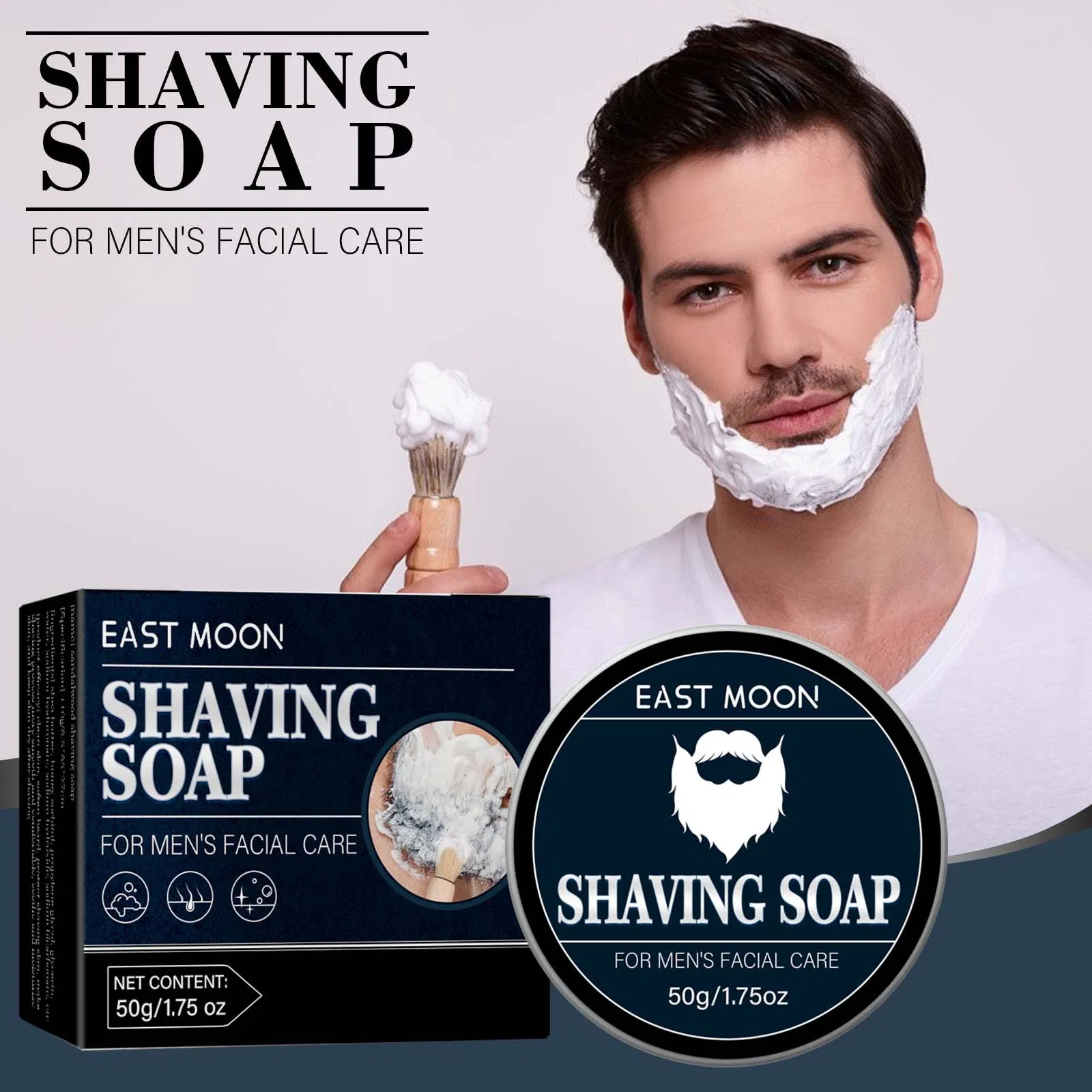 Men's Shaving Soap Shave Beard Men's Facial Care Foam Rich Smooth for Sensitive Skin Shaving Soap Bar