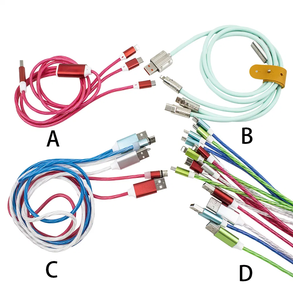 3 in 1 Data Cable Fast Charging USB Cable C Luminous