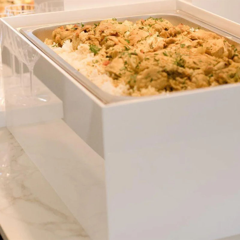 Acrylic Chafing Dish Guard KD White Catering Buffet Display Food Stand Chafer Wind Food Warmer Cover