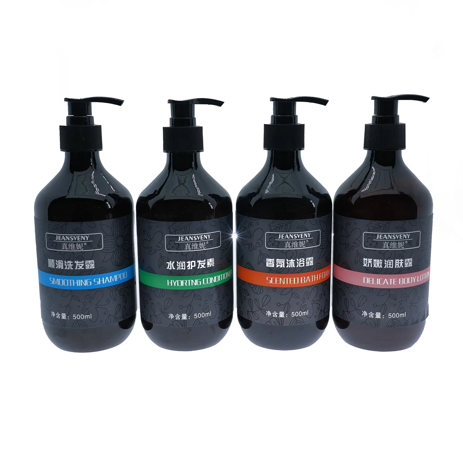 Custom Luxury 500ml Hotel Toiletries Set Shampoo Conditioner Shower Gel Body Lotion Hand Sanitizer Bottle