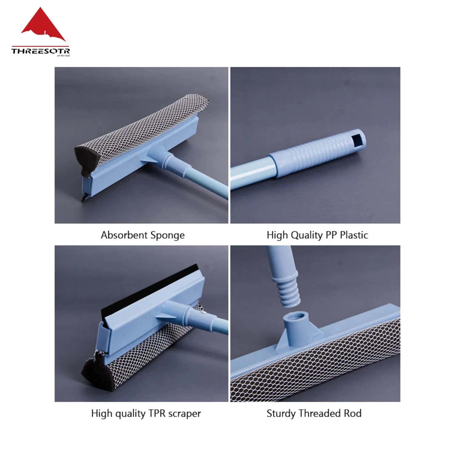 2 in 1 Telescopic Extendable Window Cleaning Squeegee Cleaner Wiper Handle Washer Scrubber