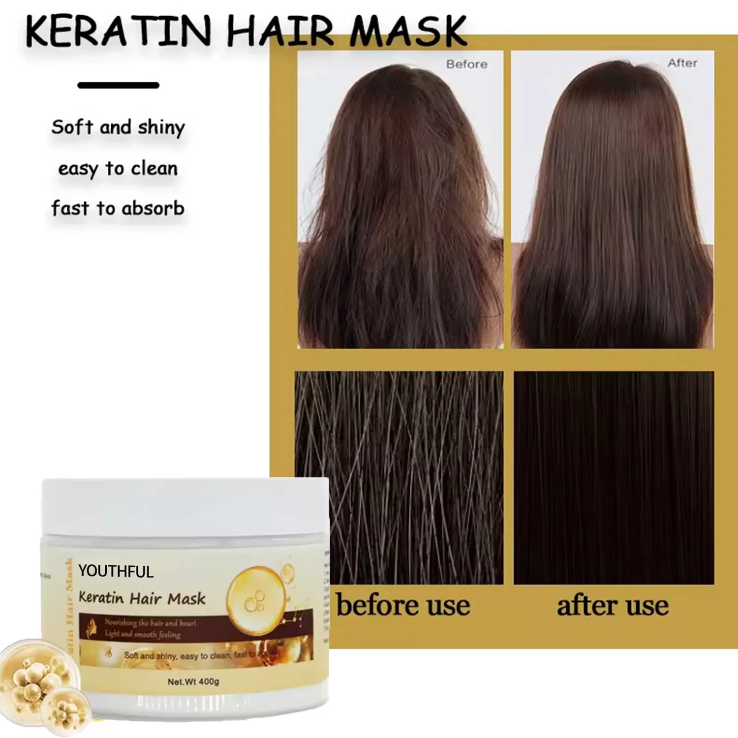 Agran Oil Smoothing Moisturizing Keratin Repair Collagenhair Essence Collagen Hair Mask