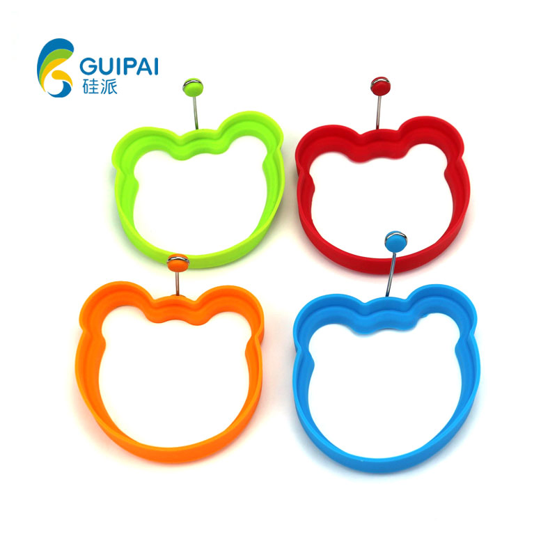 Non-Stick Silicone Egg Mould for Frying with Steel Handle/ Silicone Egg Ring