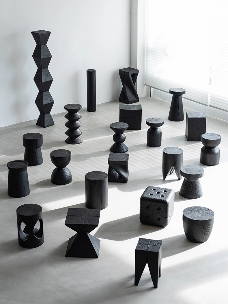 Журнальный столик и прикроватная тумба деревянные черные