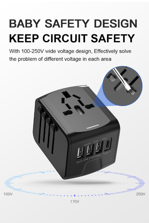 Универсальный дорожный адаптер с USB Type-C и подставкой