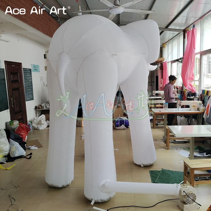 3m 10ftl Inflatable White Elephant Animal for Carnival Parade Outdoor Event Decorative