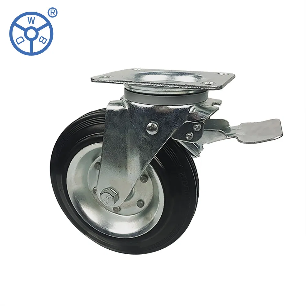 Wbd 150 Load Waste Bin Wheels Rubber 6 Inch Industrial Caster Wheels Swivel Plate