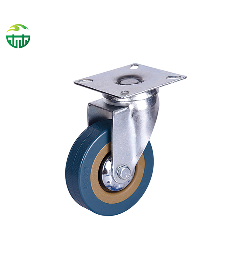 PVC Gray Rubber Universal Shelf Caster Wheel with Brake, Screw-in Design