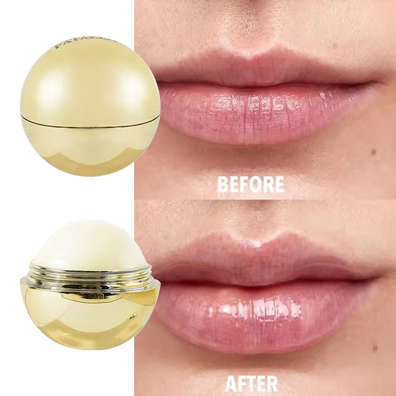 OEM Organic Vegan Chapstick Moisturizing Lip Cream Golden Silver Hydrating Lip Balm Round Ballnatural Plumping Lip Balm