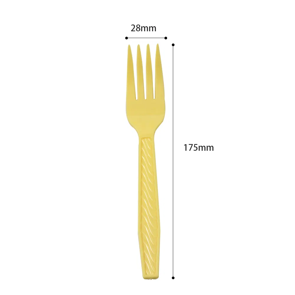 Disposable Plastic Cutlery 175mm Length PS Plastic Fork Customizable Color Yellow for Party