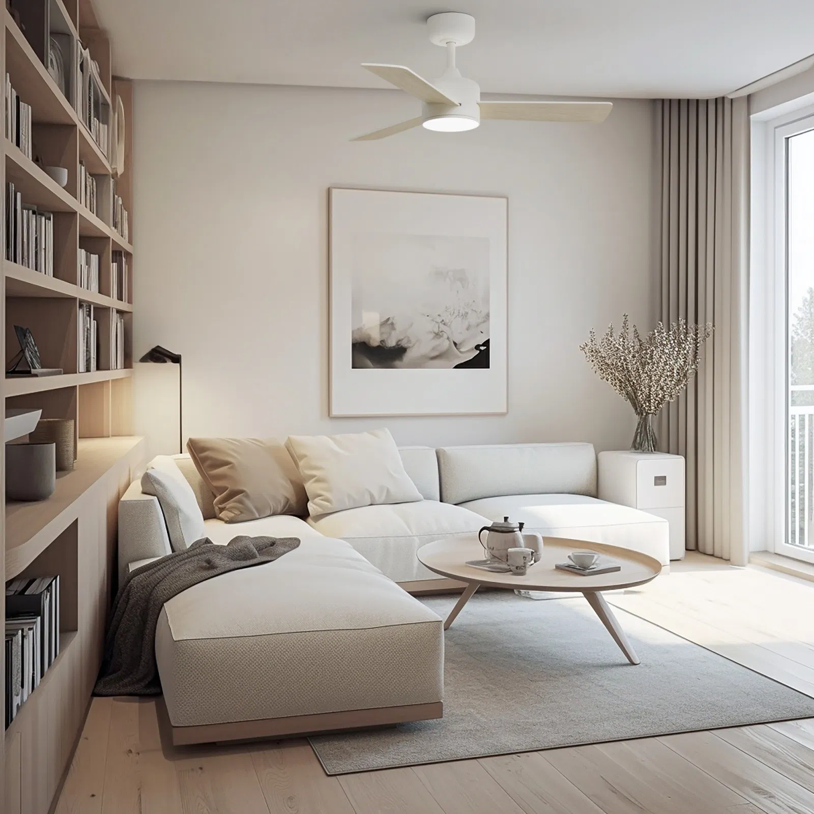 Потолочный вентилятор с пультом и светом, низкопрофильный