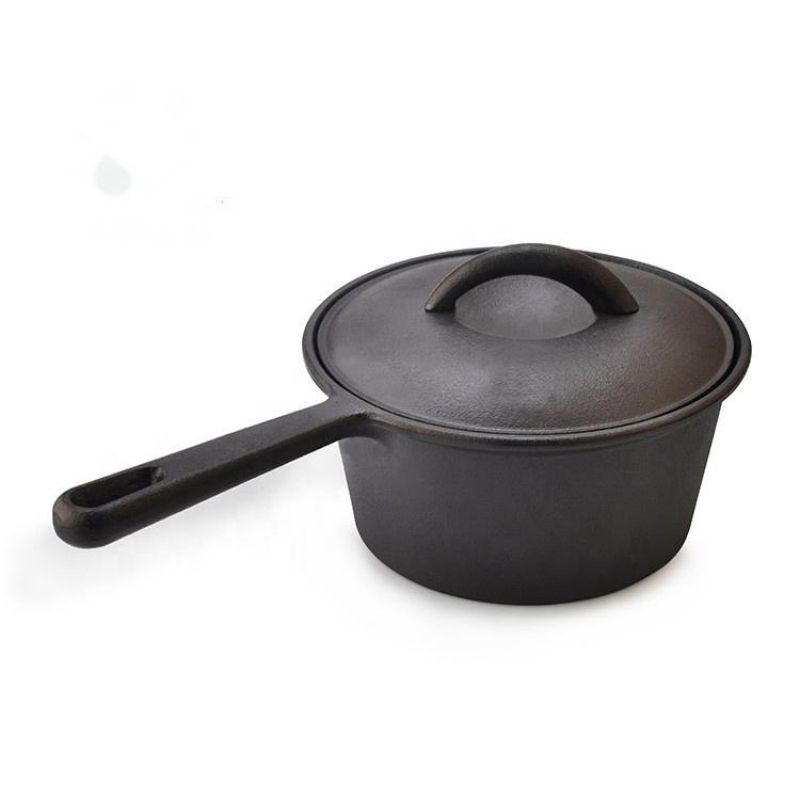 Pre-Seasoned Coating Cast Iron Cooking Stew Pot Saucepan Soup Milk Sauce Pot
