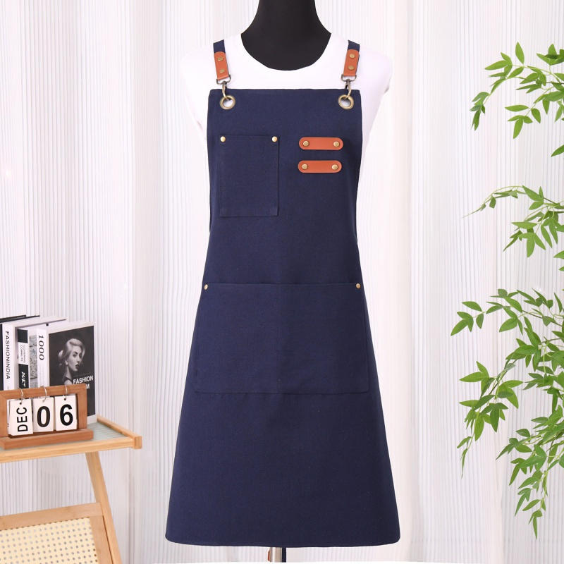 Chef Uniform Bib Kitchen Denim Apron Barber Denim Aprons Men Work Apron with Tool Pockets for Cooking and Baking