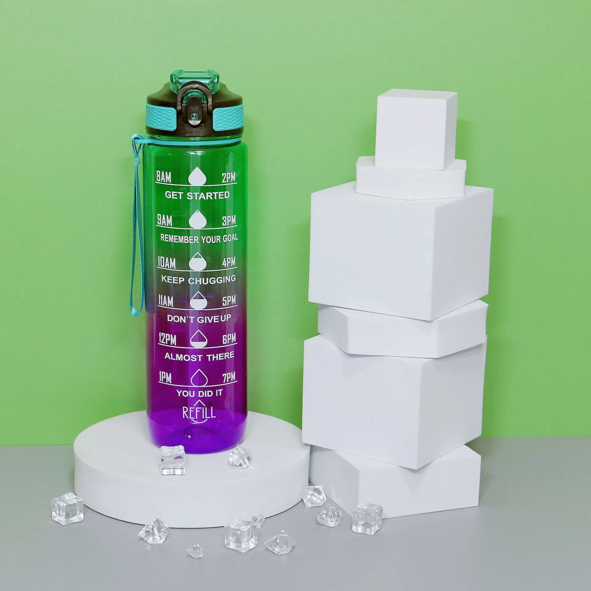 Wholesale 900ml Plastic Drinking Cup Fitness Gym Sports Motivational Water Bottle with Time Marker