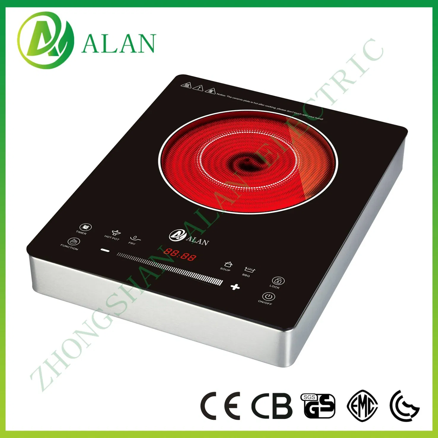 Large Plate High Temperature Household Infrared Cooker 2200W with Steel Ring Hot Selling in Bangladesh/Burma Market