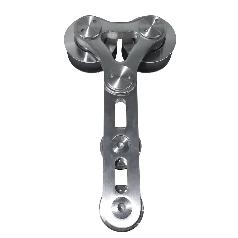 Stainless Steel Double Head Roller Sliding Hardware Single Door Kit