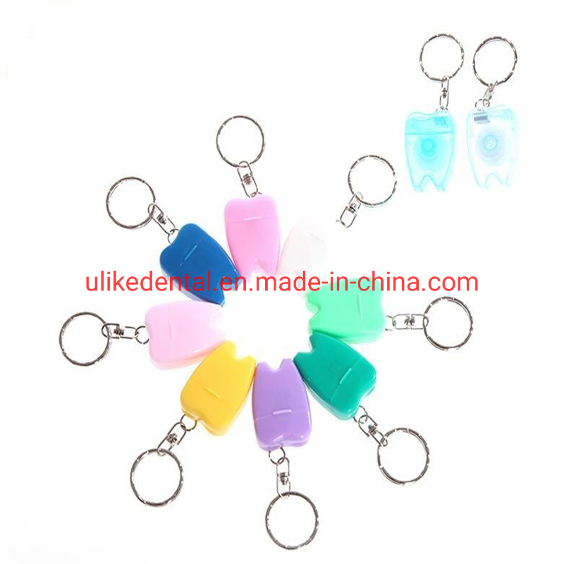 Tooth-Shaped Key Chain Dental Floss for Gum Care Flat-Line Design