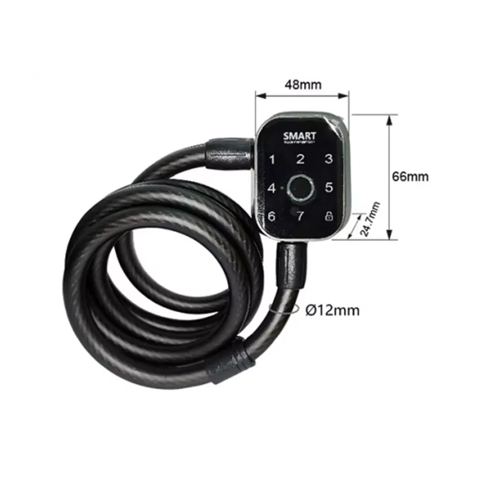 Tuya APP Zinc Alloy Fingerprint Password Bike Padlock with Stainless Steel Cable