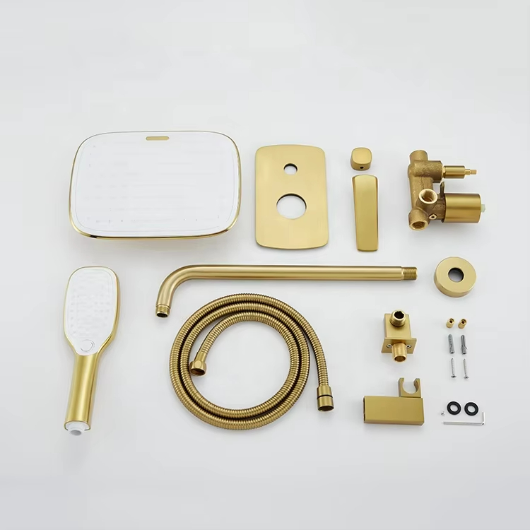 Скрытый душ в стену, латунь, золото