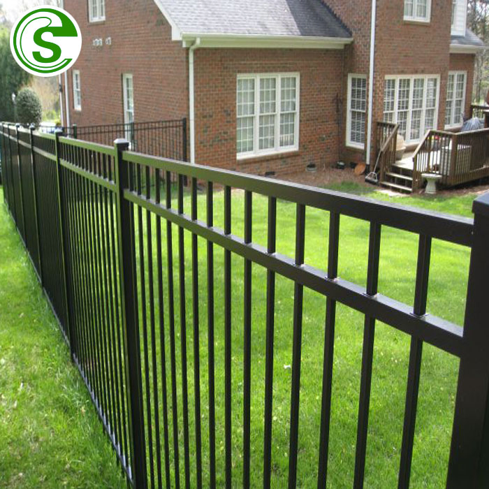 6FT High Residential Steel Fence Assembled Black Metal Picket Wrought Iron Fence