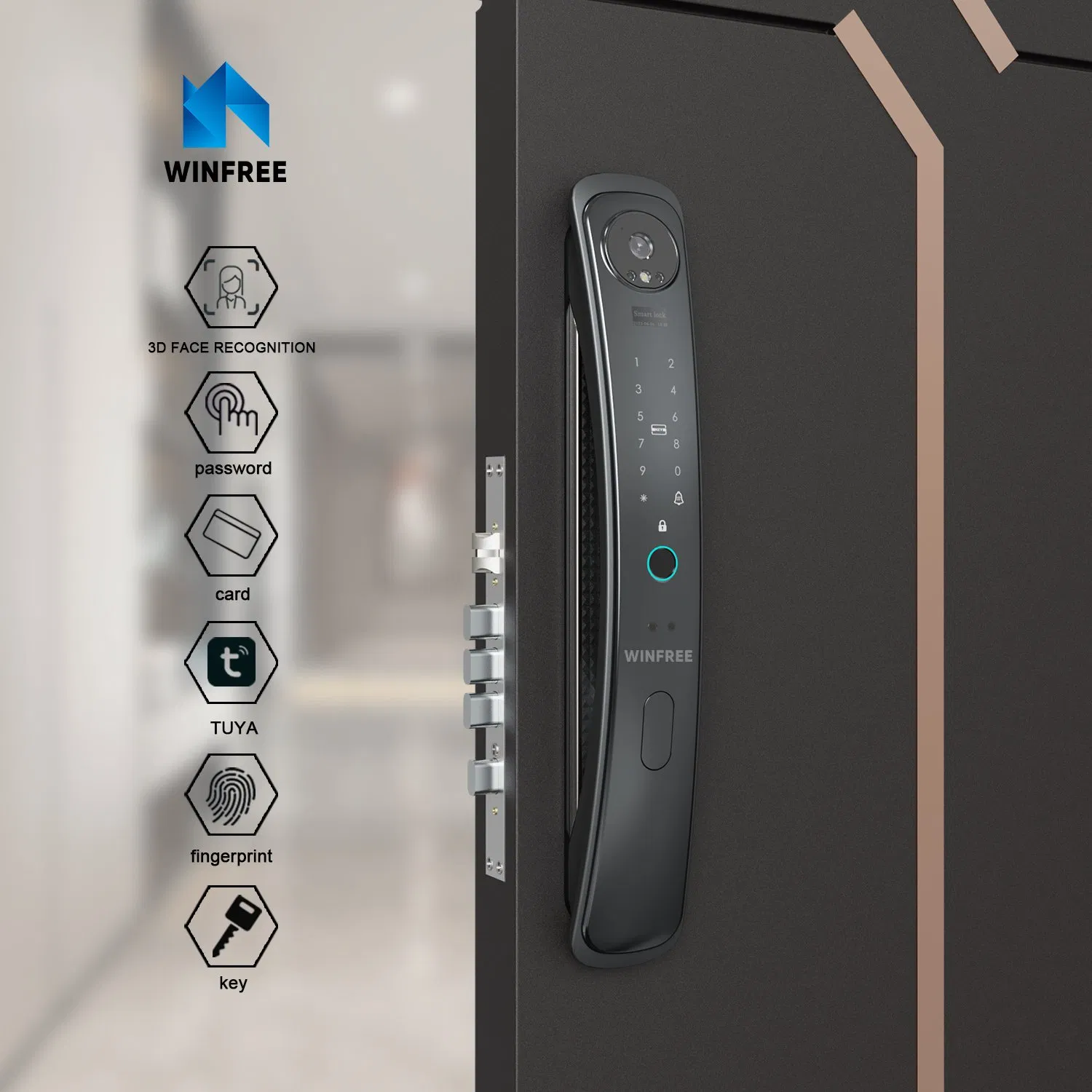 High Security Fingerprint Password Digital Lock WiFi 3D Face Recognition Tuya Smart Lock