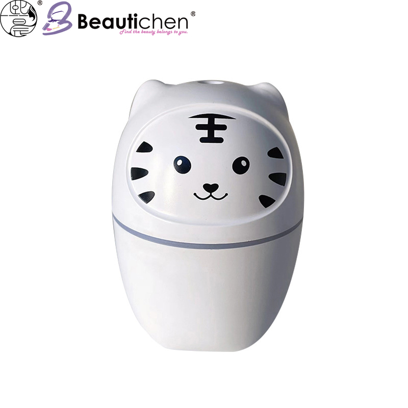 Beautichen Mini USB Cat Humidifier – Cute Oval Cool Mist Diffuser with Cat Ears and Face – Portable Silent Air Humidifier for Home, Office, Desk