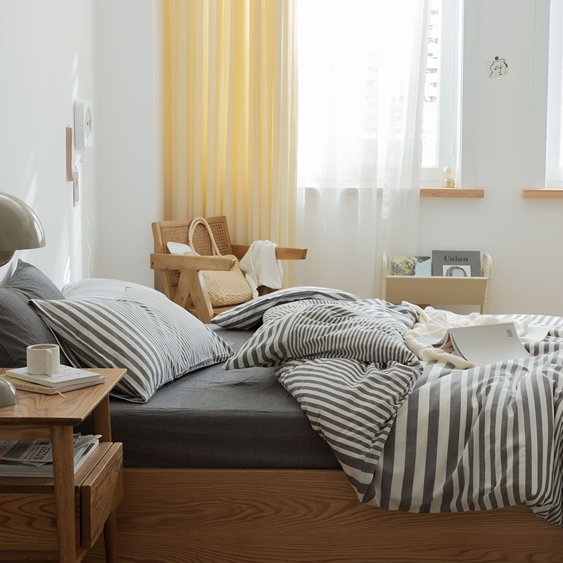 Zebra Striped Washed Cotton Comforter Bedding Set