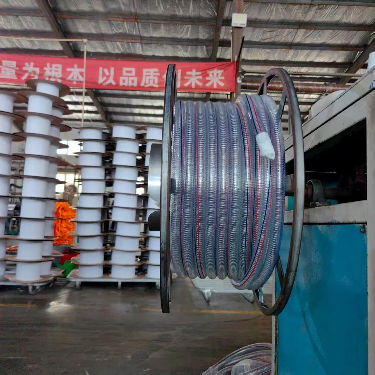 Transparent/Clear PVC Spring Steel Wire Reinforced Hose Water Discharge Suction Pipe for Agriculture Building Industrial Machinery Ship Yard 5/16 Inch Tubing