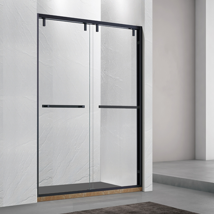 Custom Bathroom Gold Frame Tempered Glass Sliding Shower Door