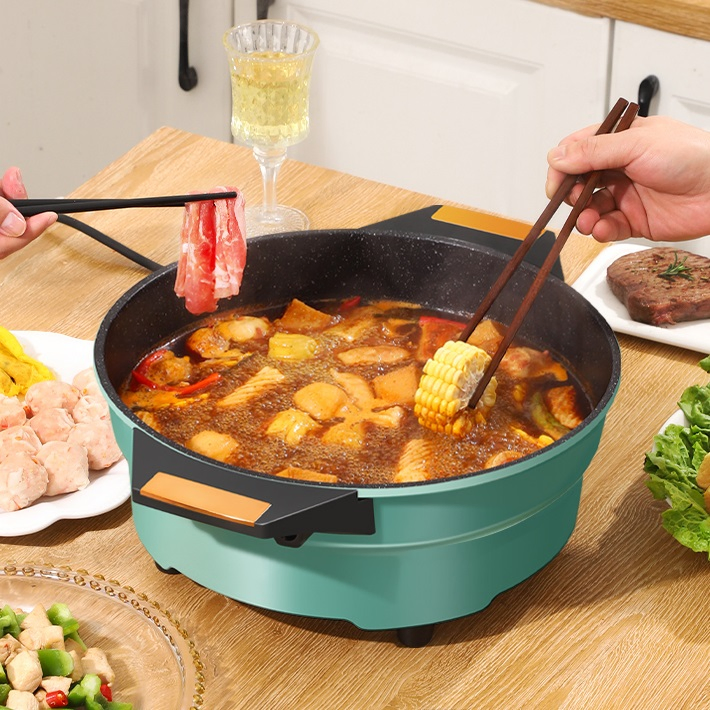 12 Inches Round Electric Non-Stick Skillet All-in-One Pan 1500W