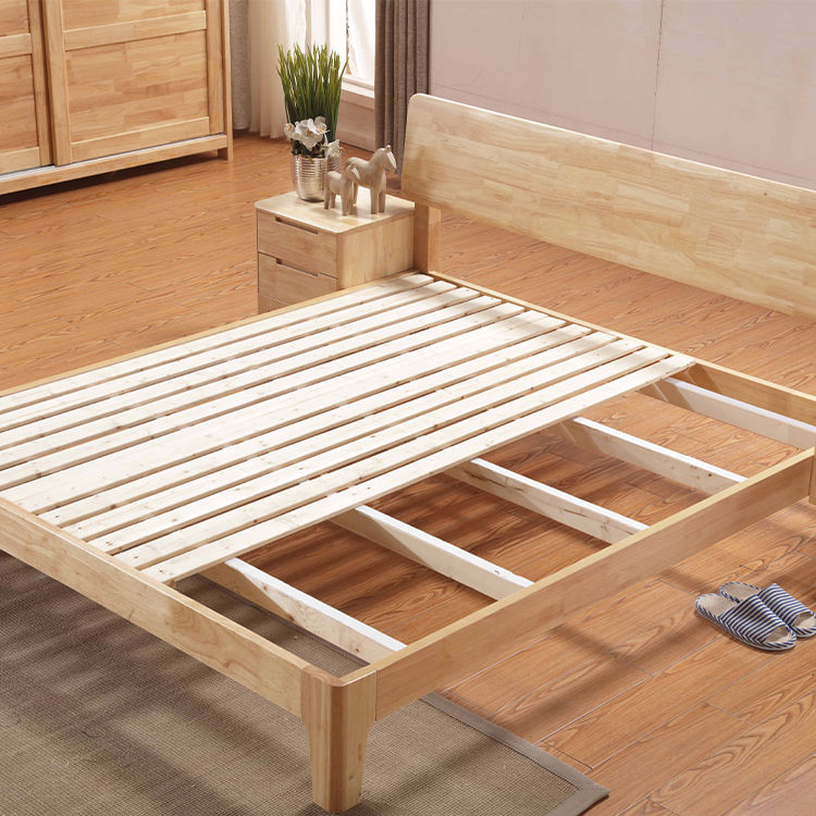 Modern Bedroom Furniture Simple Wedding Solid Oak Wood Double Bed Frame