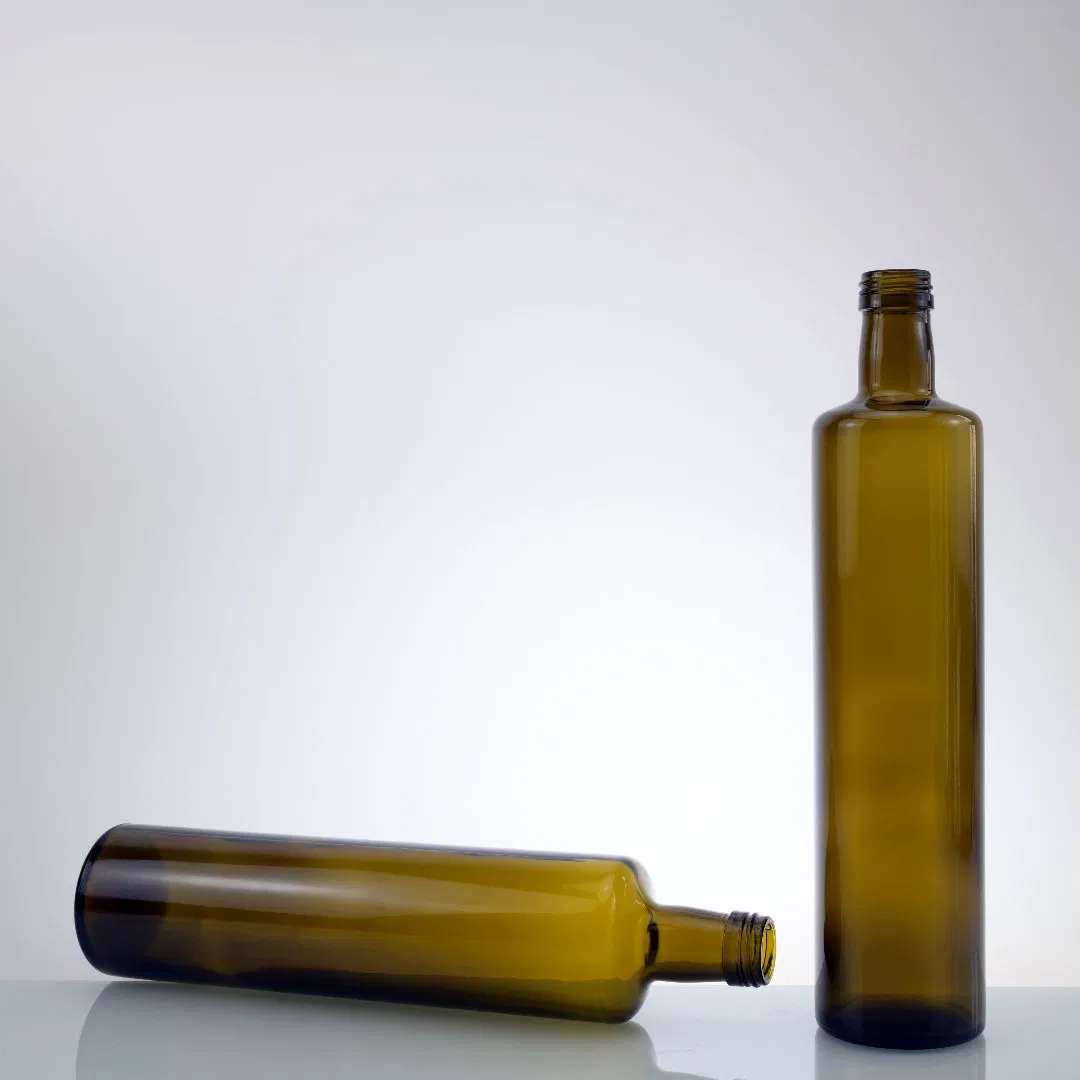 250ml 500ml 750ml 1000ml Round Square Antique Dark Green Brown Glass Olive Oil Glass Bottles with Aluminum Cap