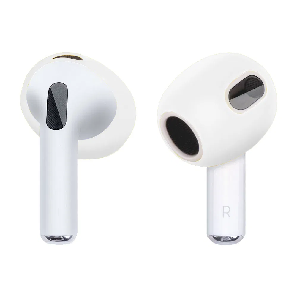 1 Pair Silicone Earphone Ear Caps for Apple Air Pods 3, Bluetooth Earbuds Ear Tips Protective Covers - White